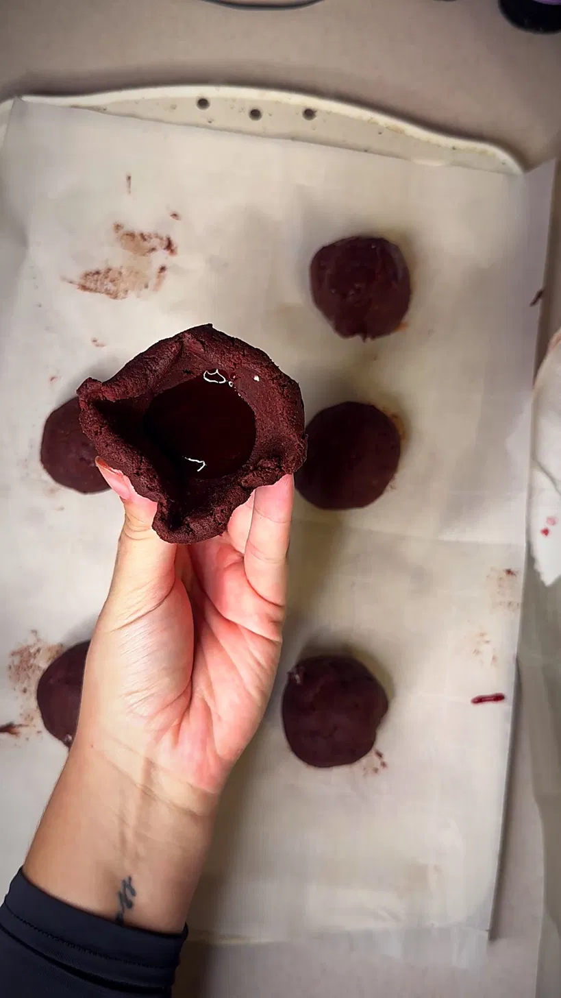 Vampire Cookies (Red Velvet Stuffed with Cream Cheese & Raspberry Jam)